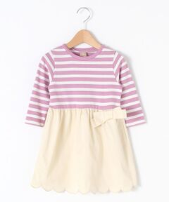 petit main / プティマイン ミニ丈・ひざ丈ワンピース | ボーダースカラップOP