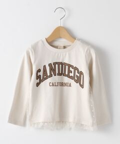 カレッジロゴ入り裾チュールTシャツ