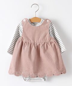 petit main / プティマイン ロンパース | ジャンスカつきボーダーロンパース