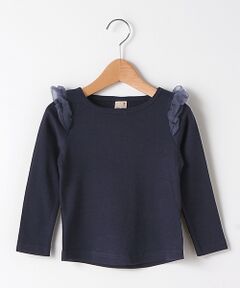 肩シフォンフリルTシャツ