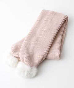 petit main / プティマイン マフラー・ショール・スヌード・ストール | フェイクファーつきアクリルニットマフラー