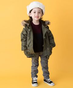 petit main / プティマイン ミリタリージャケット・コート | フェイクファーフードつきミリタリーコート