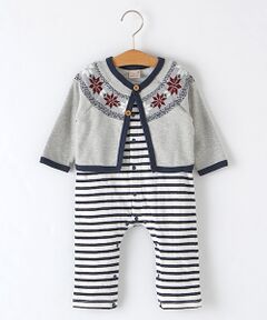 petit main / プティマイン ロンパース | カーディガン重ね着風カバーオール