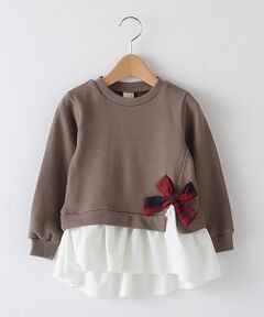 petit main / プティマイン チュニック | チェックリボンつき裏毛チュニック