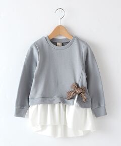 petit main / プティマイン チュニック | チェックリボンつき裏毛チュニック