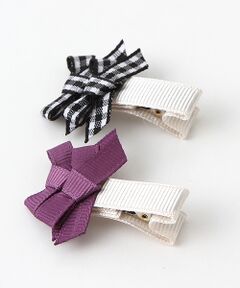 petit main / プティマイン ヘアピン | リボンヘアクリップ二個セット