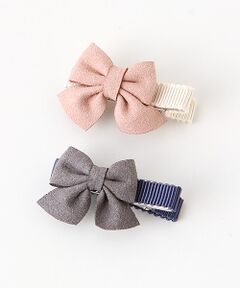 petit main / プティマイン ヘアピン | スウェード調リボンヘアクリップ2個セット