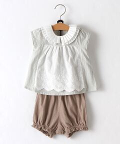 petit main / プティマイン チュニック | レースチュニックTシャツ×コットンブルマセット