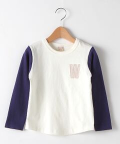 袖配色ロゴアップリケTシャツ