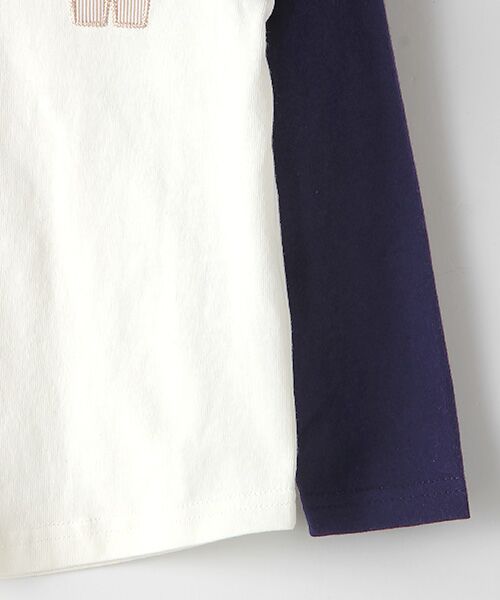 petit main / プティマイン カットソー | 袖配色ロゴアップリケTシャツ | 詳細3