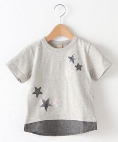 星アップリケ裾シャツレイヤード風Tシャツ