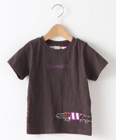 ワニアップリケ後ろボーダーTシャツ