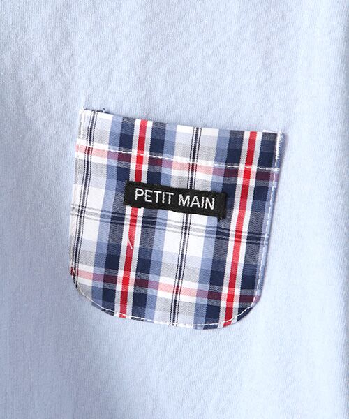 petit main / プティマイン Tシャツ | チェックストライプ切り替えTシャツ | 詳細5