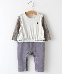 petit main / プティマイン ロンパース | 切り替えTシャツドッキングカバーオール