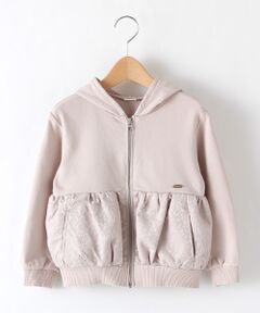 petit main / プティマイン パーカー | 裏毛 ジャカード切替フルジップパーカー