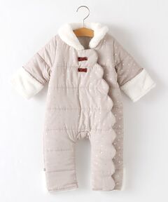 petit main / プティマイン ロンパース | 箔プリントジャンプスーツ