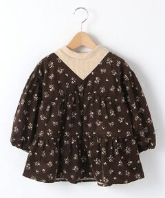 petit main / プティマイン チュニック | レイヤード風花柄チュニック