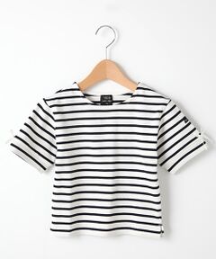 petit main / プティマイン Tシャツ | オーガニックコットン 袖リボンボーダーTシャツ