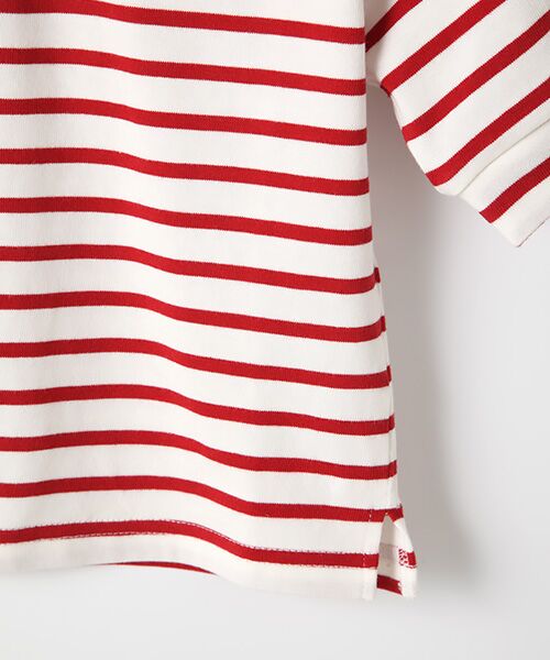 petit main / プティマイン Tシャツ | オーガニックコットン 袖リボンボーダーTシャツ | 詳細3