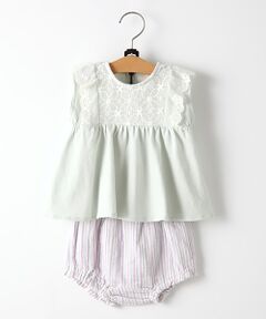 petit main / プティマイン チュニック | オーガニックコットン レース切り替えチュニック×ブルマセット