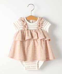 petit main / プティマイン ロンパース | アイレットレースチュニックドッキングロンパース