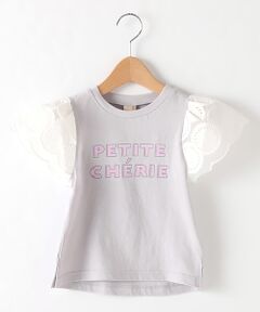 レース袖ロゴTシャツ