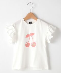 オーガニックコットン チェリープリント袖フリルTシャツ