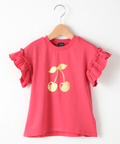 オーガニックコットン チェリープリント袖フリルTシャツ