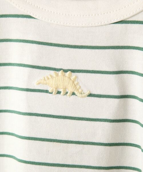 petit main / プティマイン Tシャツ | ワンポイント恐竜刺しゅうボーダーTシャツ | 詳細5