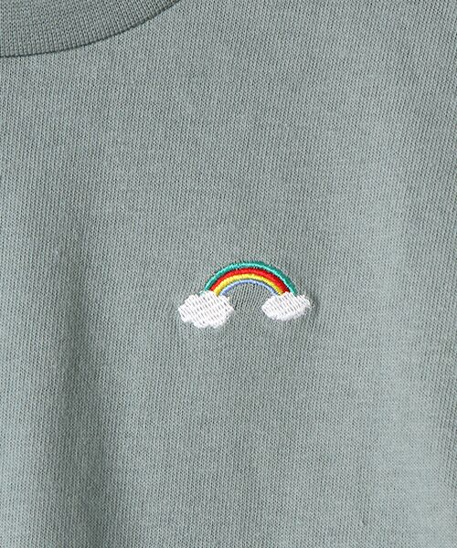 petit main / プティマイン Tシャツ | 虹刺しゅう袖ロゴTシャツ | 詳細1