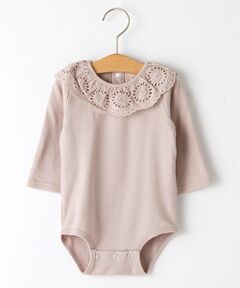 petit main / プティマイン ロンパース | レース衿無地ロンパース