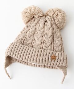 petit main / プティマイン ニットキャップ | はっ水 内ボア BABYぽんぽんアニマルニット帽