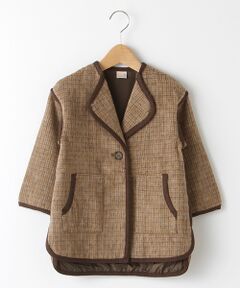 petit main / プティマイン ミリタリージャケット・コート | チェックシャギーパイピングコート