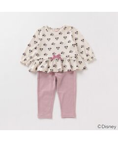 【DISNEY】 ミニーマウスデザイン 総柄Tシャツ×パンツパジャマセット