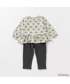 【DISNEY】 ミニーマウスデザイン 総柄Tシャツ×パンツパジャマセット