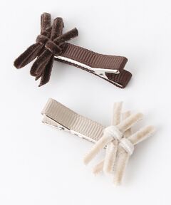 petit main / プティマイン ヘアピン | ベロアリボンヘアクリップ2個セット