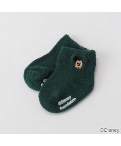 【DISNEY】 ミッキーマウスデザイン ワンポイントパイルクルーソックス