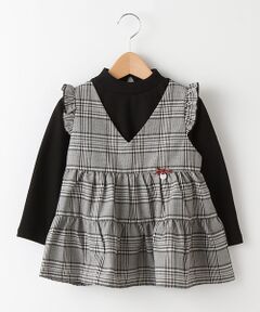 petit main / プティマイン Tシャツ | チェックドッキングリブチュニック