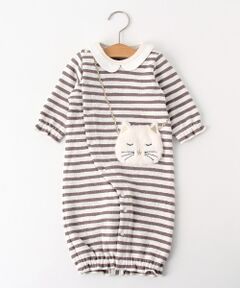 petit main / プティマイン ロンパース | 裏ボア ネコポシェット2WAYオール