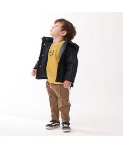 petit main / プティマイン ミリタリージャケット・コート | はっ水 チェック中綿入りコート