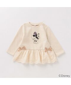 【DISNEY】 裏起毛 ミニーマウスデザイン フリルつきペプラムTシャツ