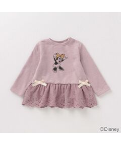 【DISNEY】 裏起毛 ミニーマウスデザイン フリルつきペプラムTシャツ