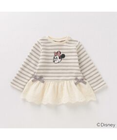 【DISNEY】 裏起毛 ミニーマウスデザイン フリルつきペプラムTシャツ