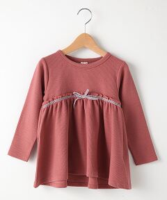 petit main / プティマイン チュニック | ミニ裏毛 リボンつき切り替えチュニック