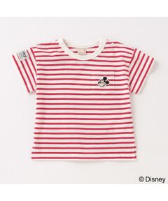 【DISNEY】後ろミッキーマウスデザイン ボーダーTシャツ