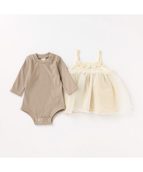 petit main / プティマイン ロンパース | 花モチーフワンピースセット | 詳細3