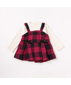 petit main / プティマイン カットソー | チェックチュニック付きロンT