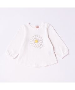 petit main / プティマイン カットソー | マーガレットアップリケ長袖Tシャツ