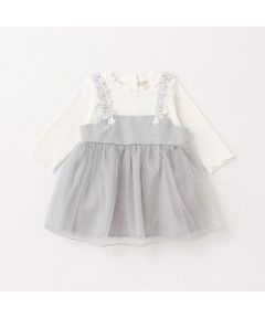 petit main / プティマイン ベビー・キッズウエア | 肩レースOPロンパースセット