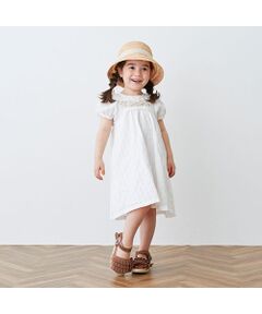 petit main / プティマイン ミニ丈・ひざ丈ワンピース | 【リンク】花刺しゅうワンピース